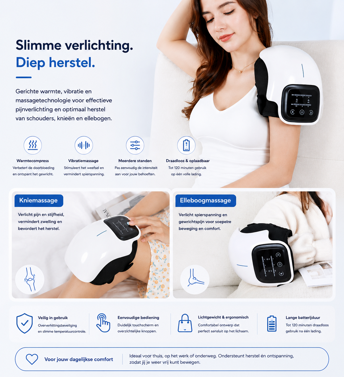 KneeRelief™ Ultra - Slimme Knie Massager met Warmte & Compressie