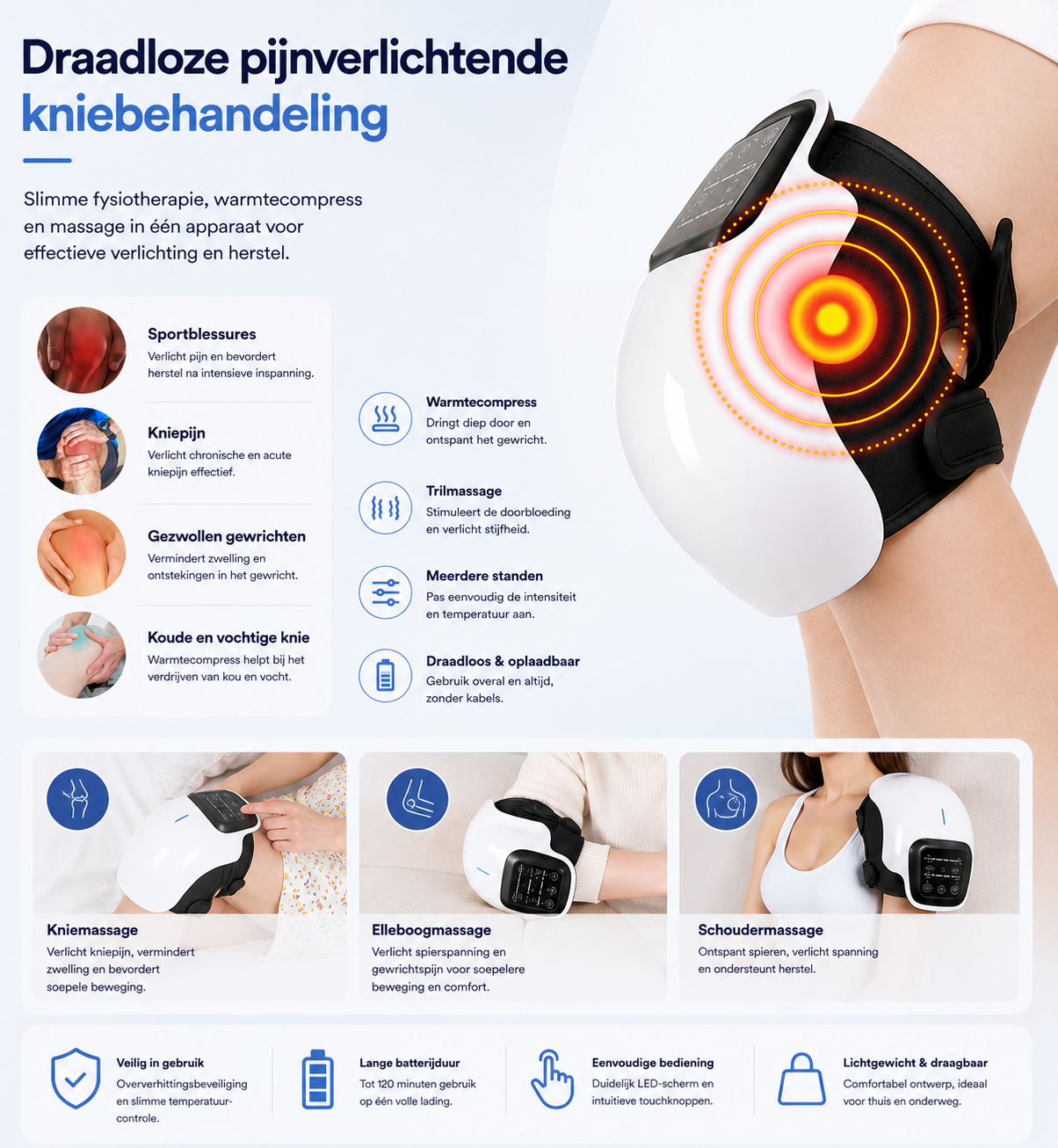KneeRelief™ Ultra - Slimme Knie Massager met Warmte & Compressie