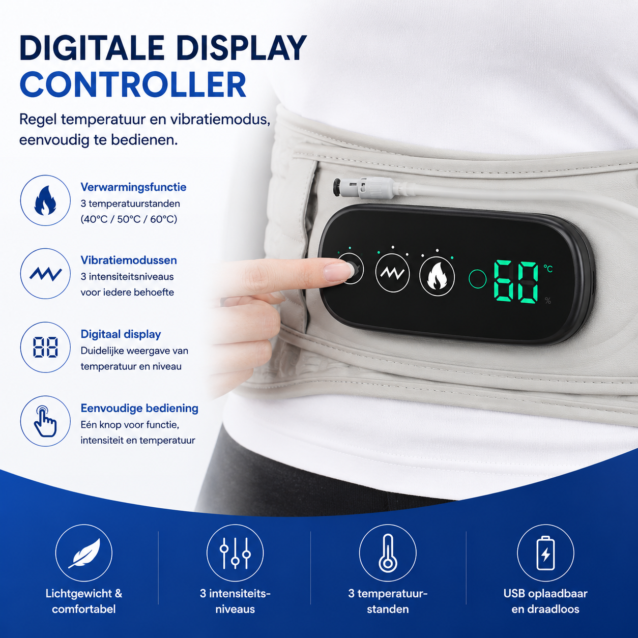 LumbarEase™ Pro Slimme Rugbrace met Warmte & Vibratiemassage