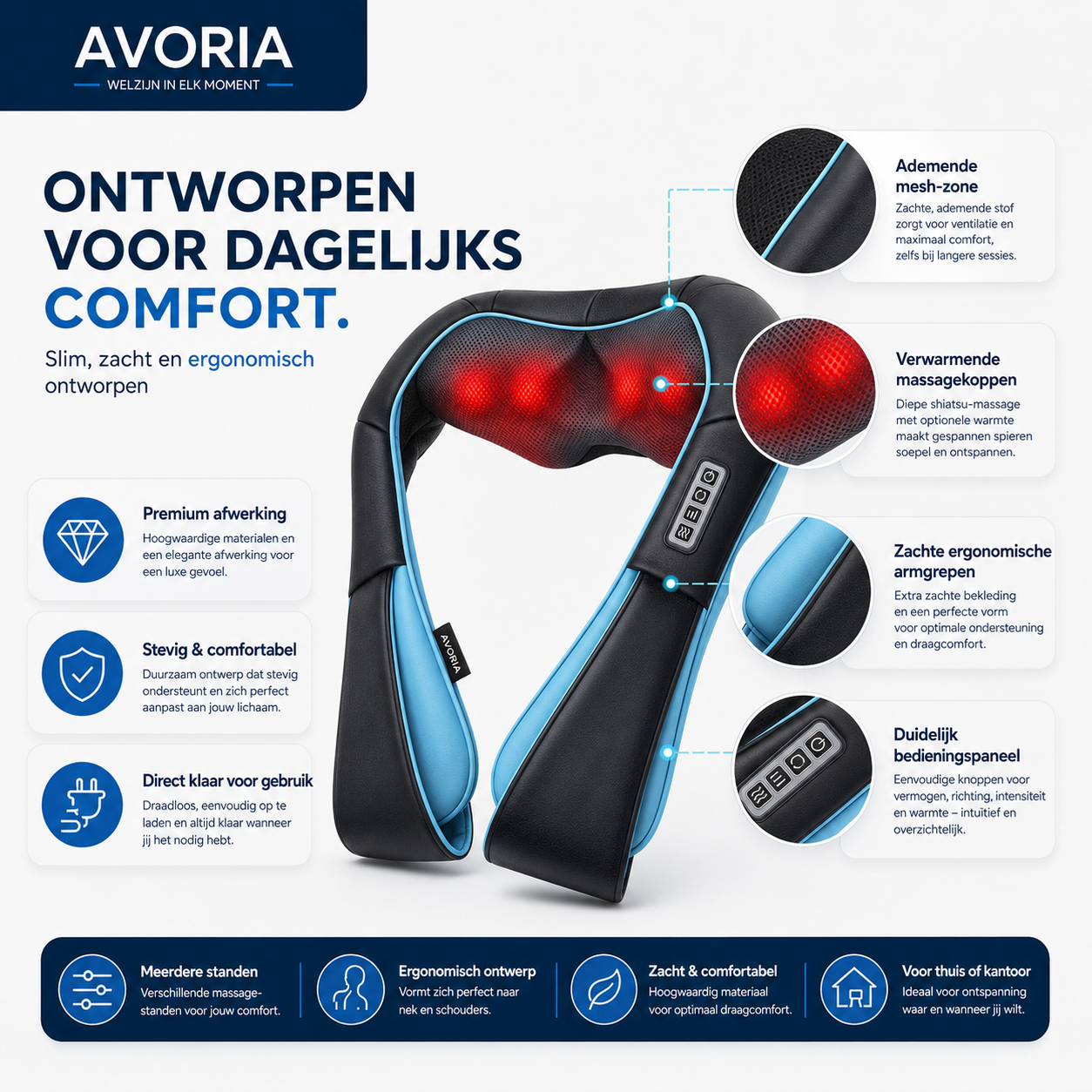 RelaxaPro Shiatsu Nek- en Schoudermassager met Warmte