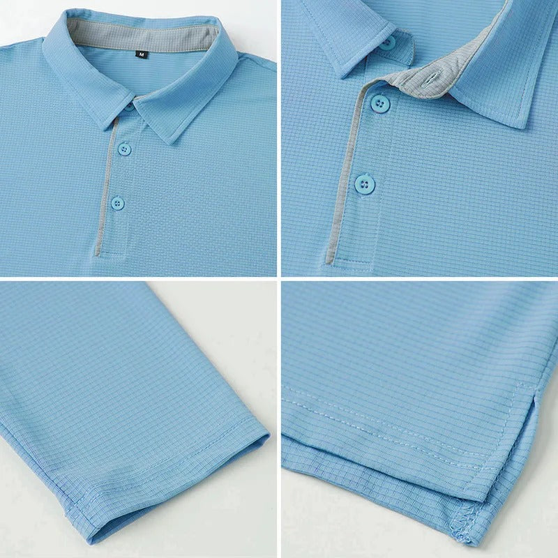 Isaac - casual polo met lange mouwen