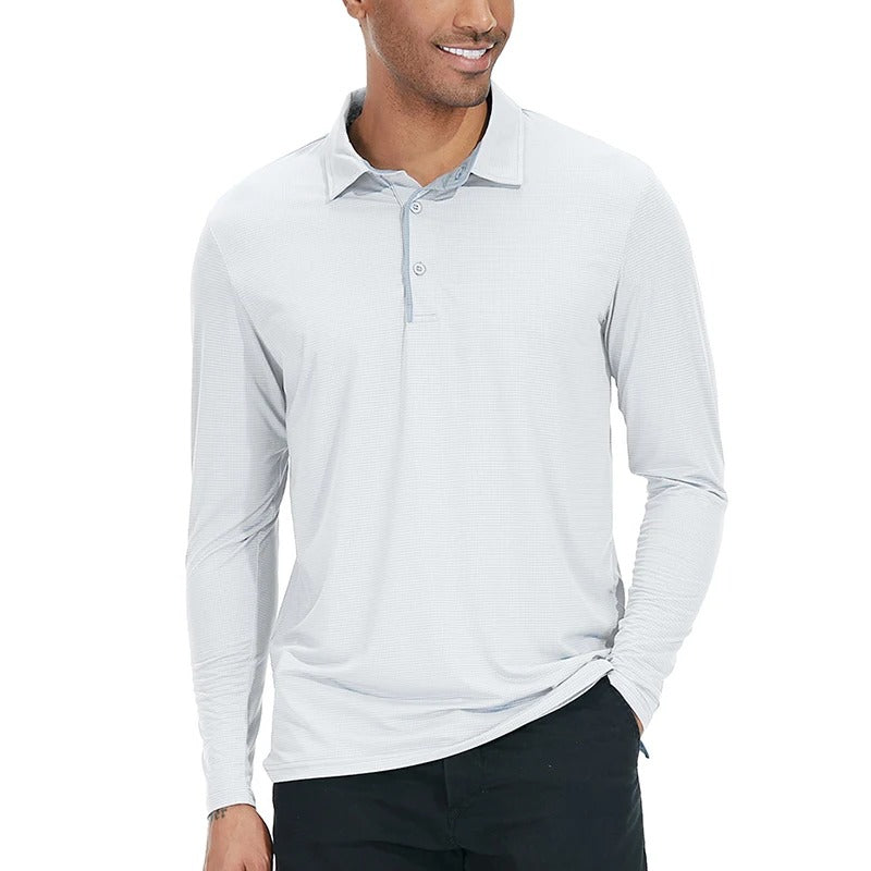 Isaac - casual polo met lange mouwen