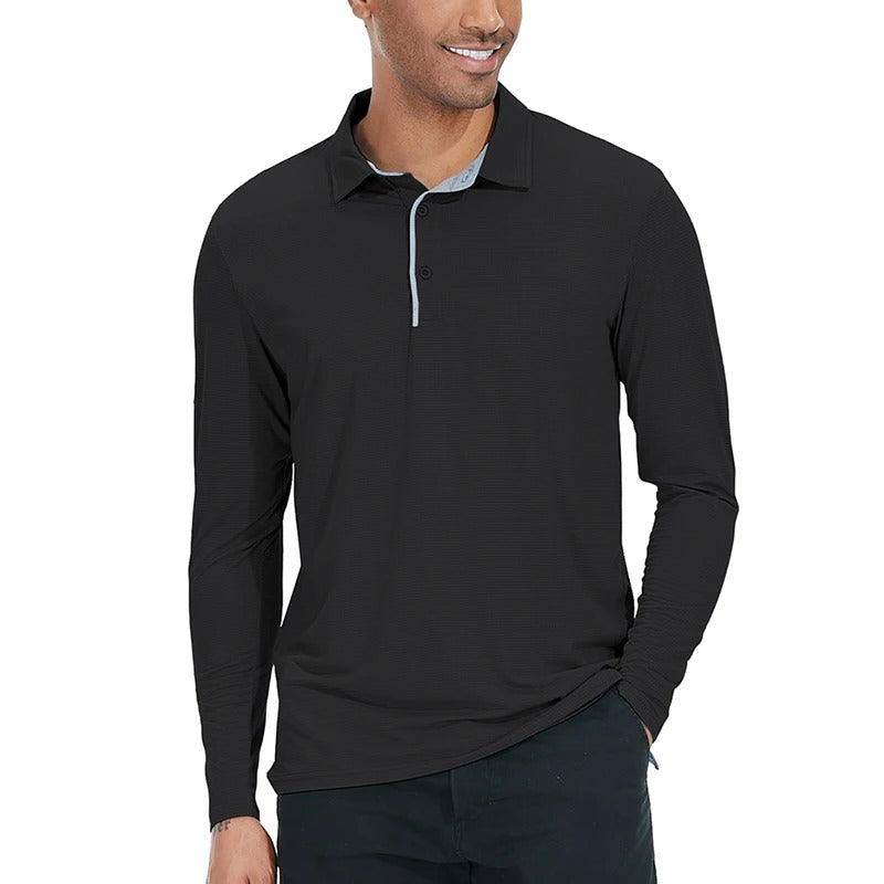 Isaac - casual polo met lange mouwen